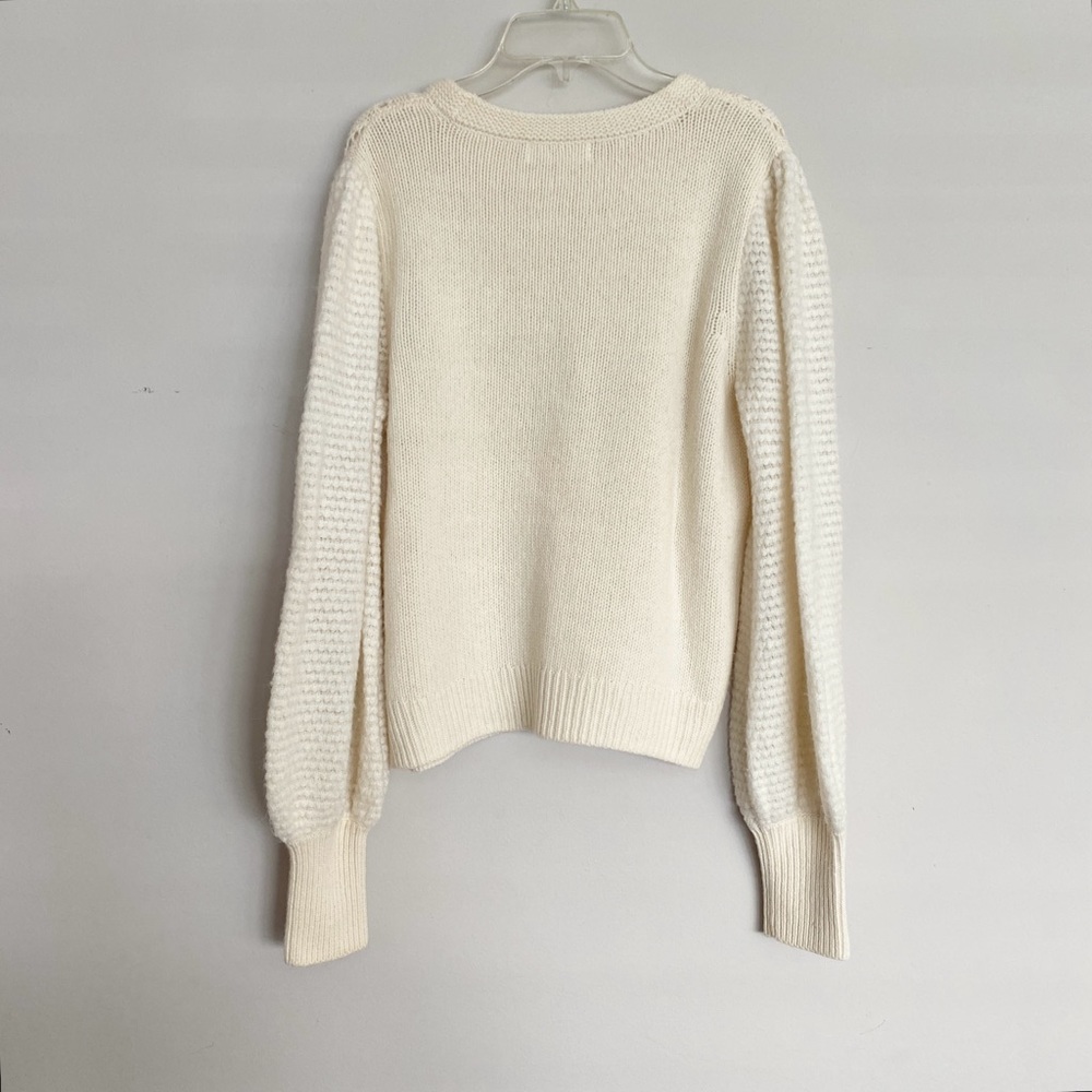 Anthropologie Elizabeth Pointelle Lambswool Sweater Sz M - Picture 4 of 8